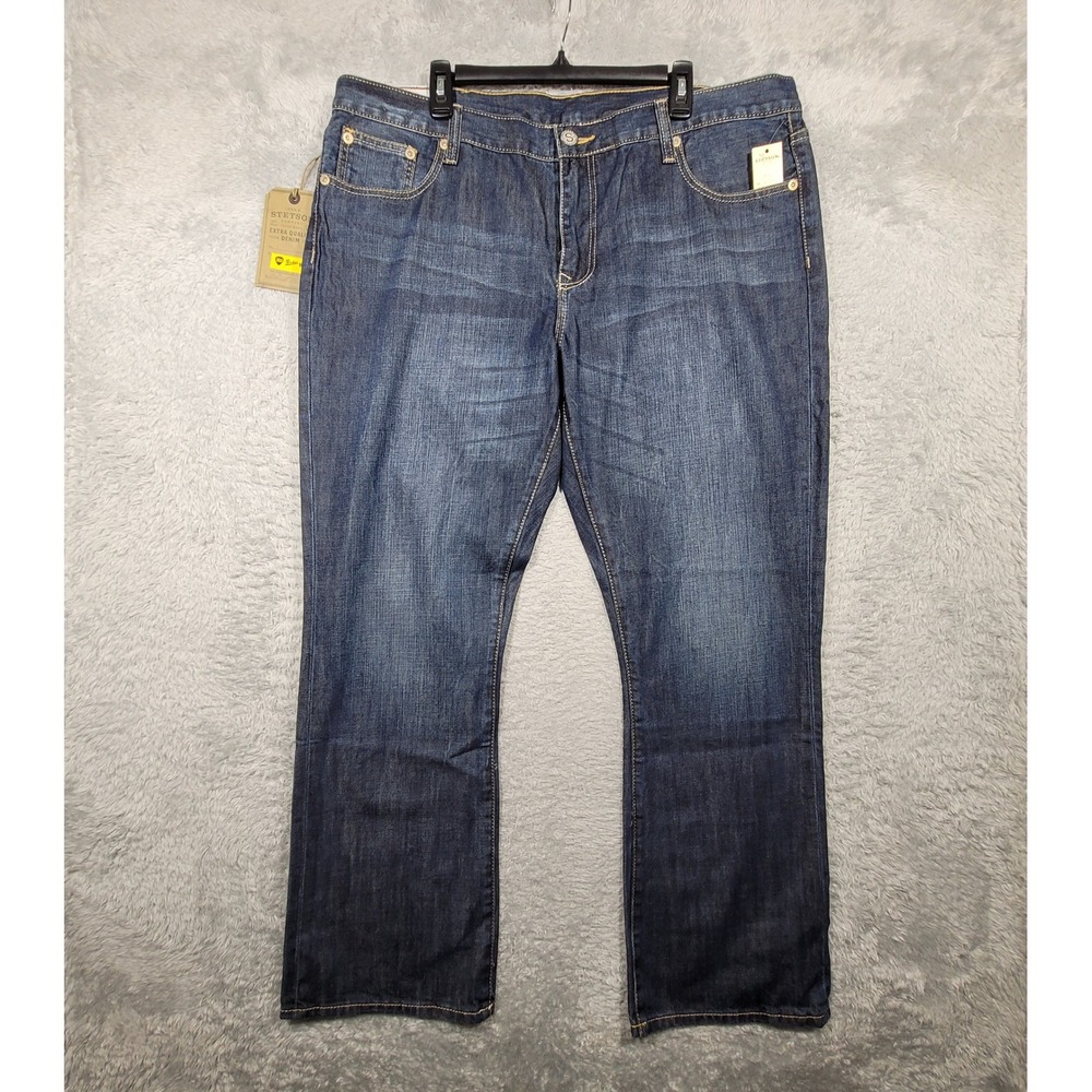 Stetson Jeans 42x32 1014 Rocker‎ Boot Leg Dark Wash Denim Straight Leg NWT